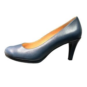 Naturalizer Michelle Leather Pumps Womens 11M Navy Blue 3.5" Heel Comfort Career